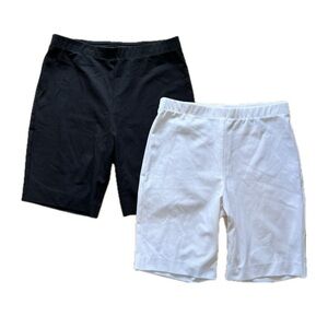 Karen Kane Bermuda Walking Shorts Lot Of 2 Black & White Elastic Waist USA Large